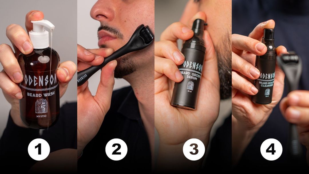 How to use a beard roller: steps illustration