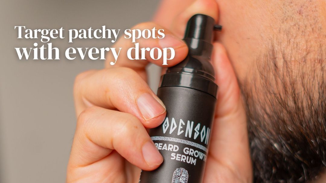 Applying Beard Growth Serum to patchy beard