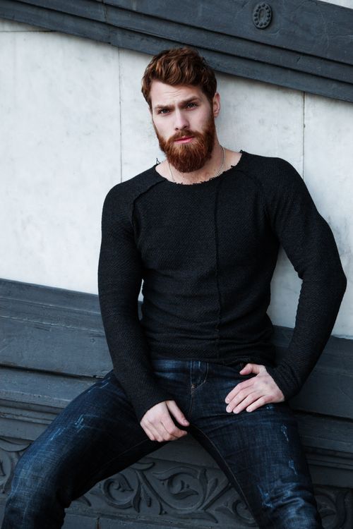 A thick, shorter power beard that covers the face with bold volume