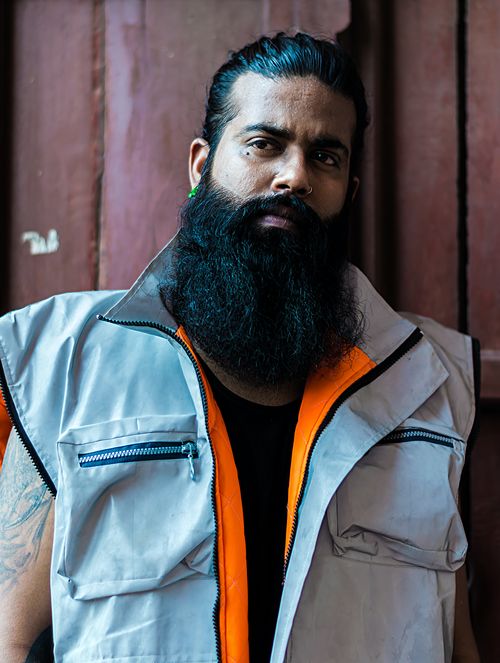 A naturally grown full beard showing one year of untrimmed length